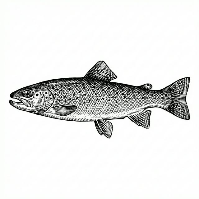 Vintage Trout Engraving